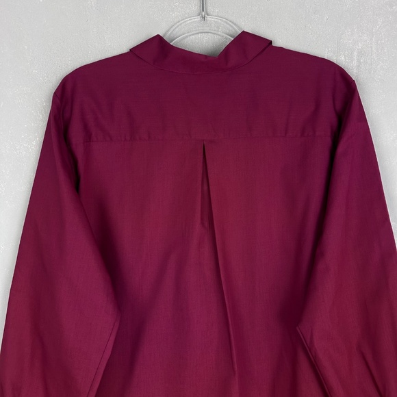 Foxcroft plus size 18 long sleeve button up burgundy wrinkle free poplin cotton - Picture 9 of 15